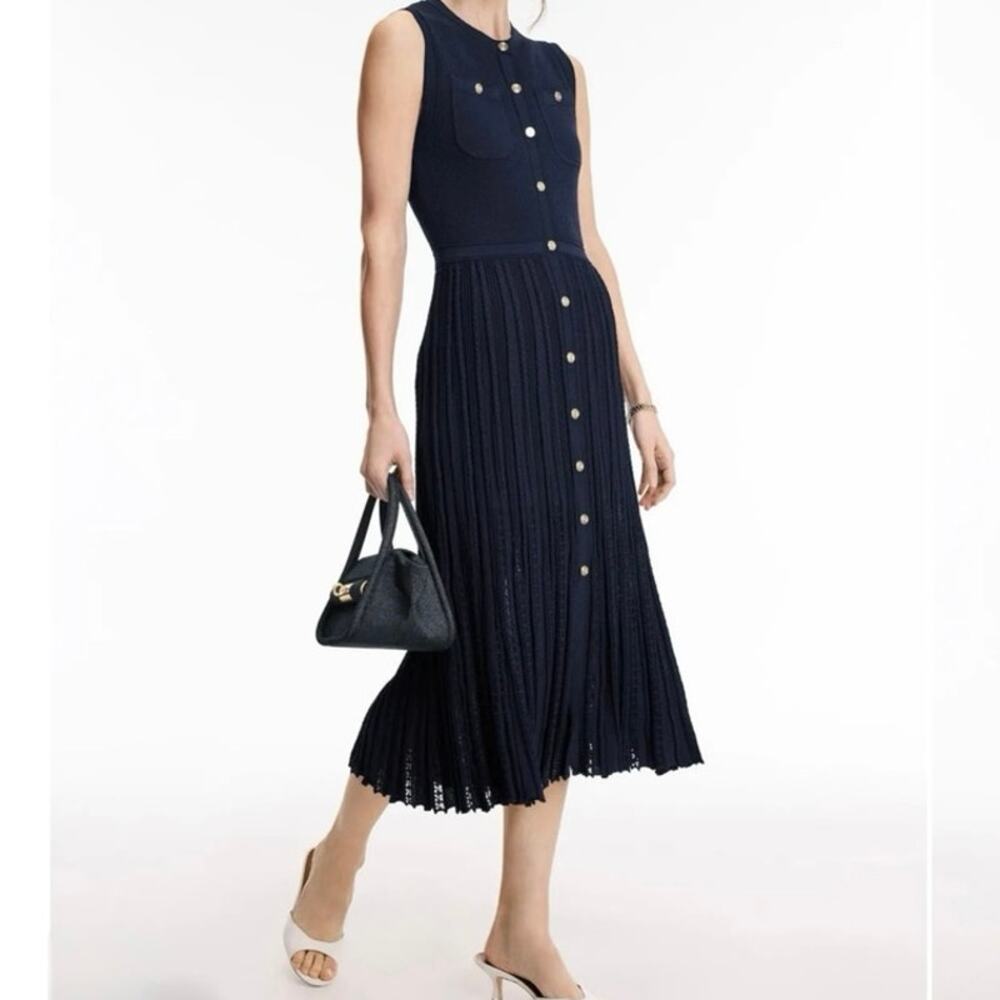 Maje Navy Sleeveless Knit Midi Dress Size 40 ( US 8)
